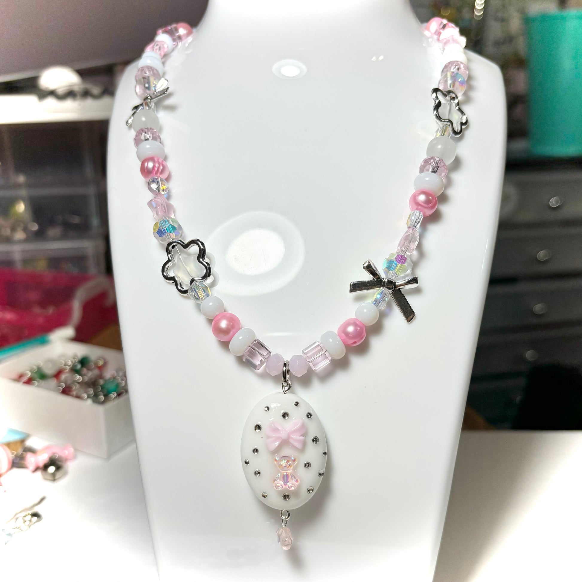 Jewelry, Pink Coquette Dollete Necklace